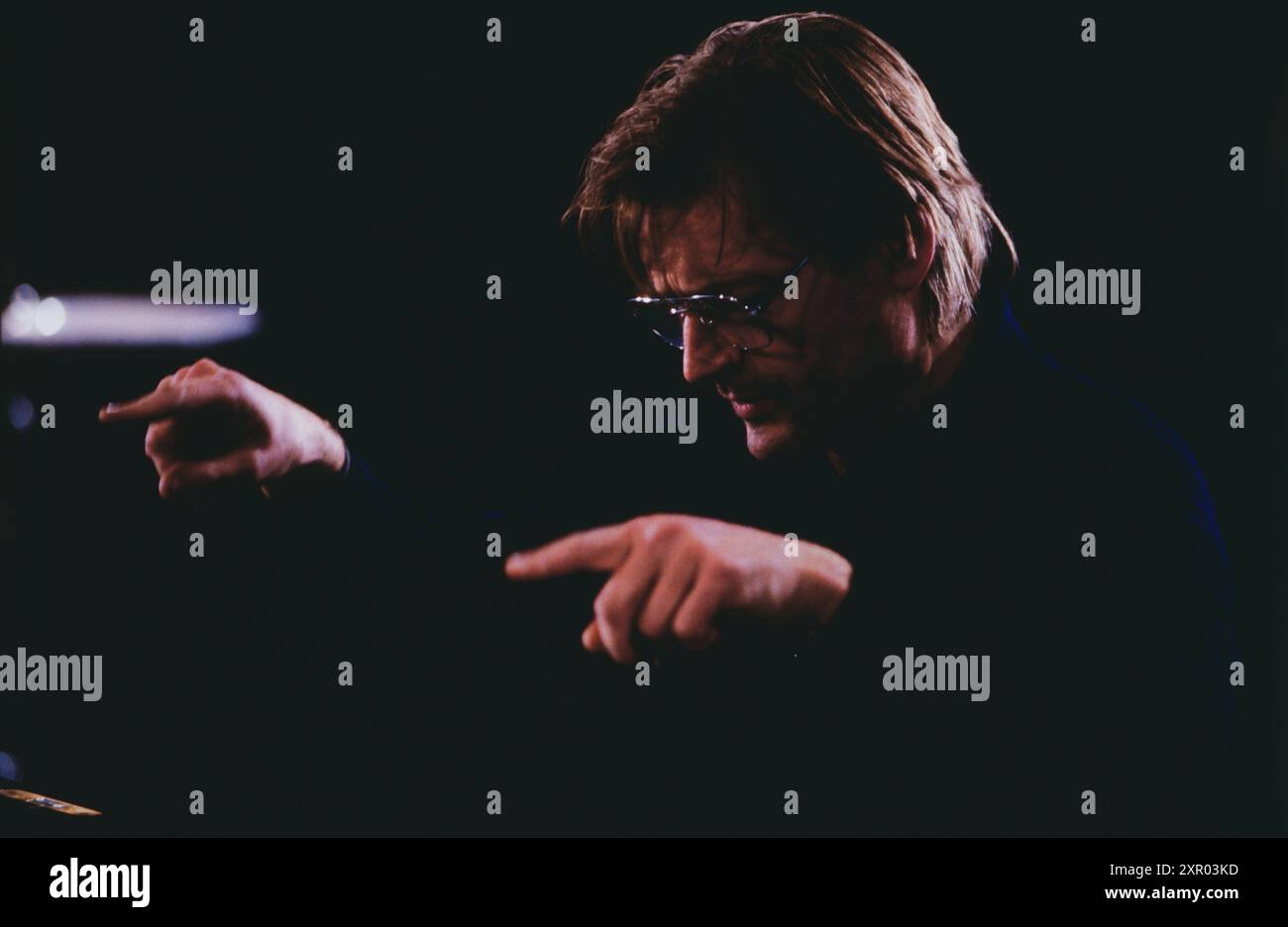 Jazz fest Berlin, Philharmonie, 1986, Alexander von Schlippenbach, alias Alex von Schlippenbach, deutscher Jazzpianist, Free Jazz Musiker und Arrangeur, Auftritt mit Globe Unity Orchestra Stockfoto