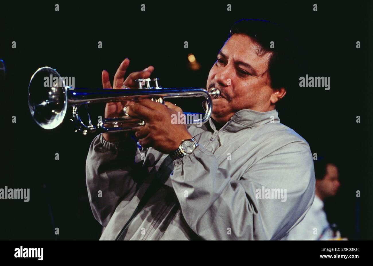 Jazz fest Berlin, Philharmonie, 1986, Arturo Sandoval, amerikanischer Jazz Trompeter, Auftritt mit dem Arturo Sandoval Sextett Stockfoto
