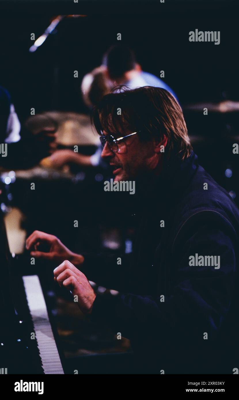Jazz fest Berlin, Philharmonie, 1986, Alexander von Schlippenbach, alias Alex von Schlippenbach, deutscher Jazzpianist, Free Jazz Musiker und Arrangeur, Auftritt mit Globe Unity Orchestra Stockfoto
