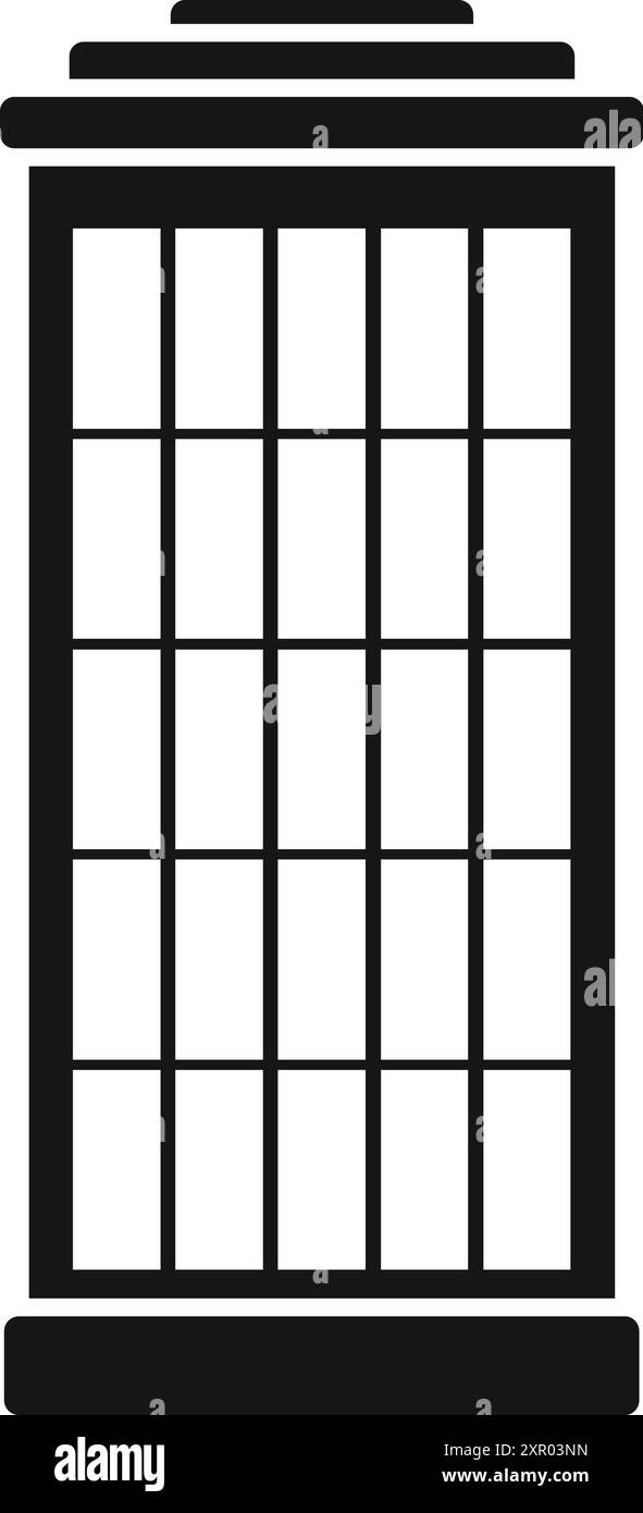 Schwarz-weiß-Illustration einer traditionellen englischen Telefonzelle Stock Vektor