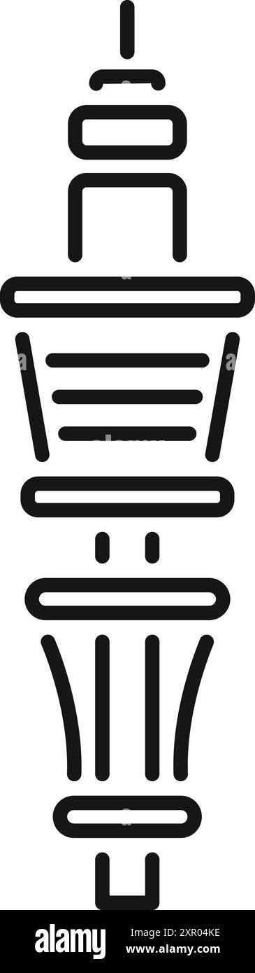 Einfaches Symbol mit schwarzer Linie, das den berühmten tokioter Turm in japan darstellt Stock Vektor