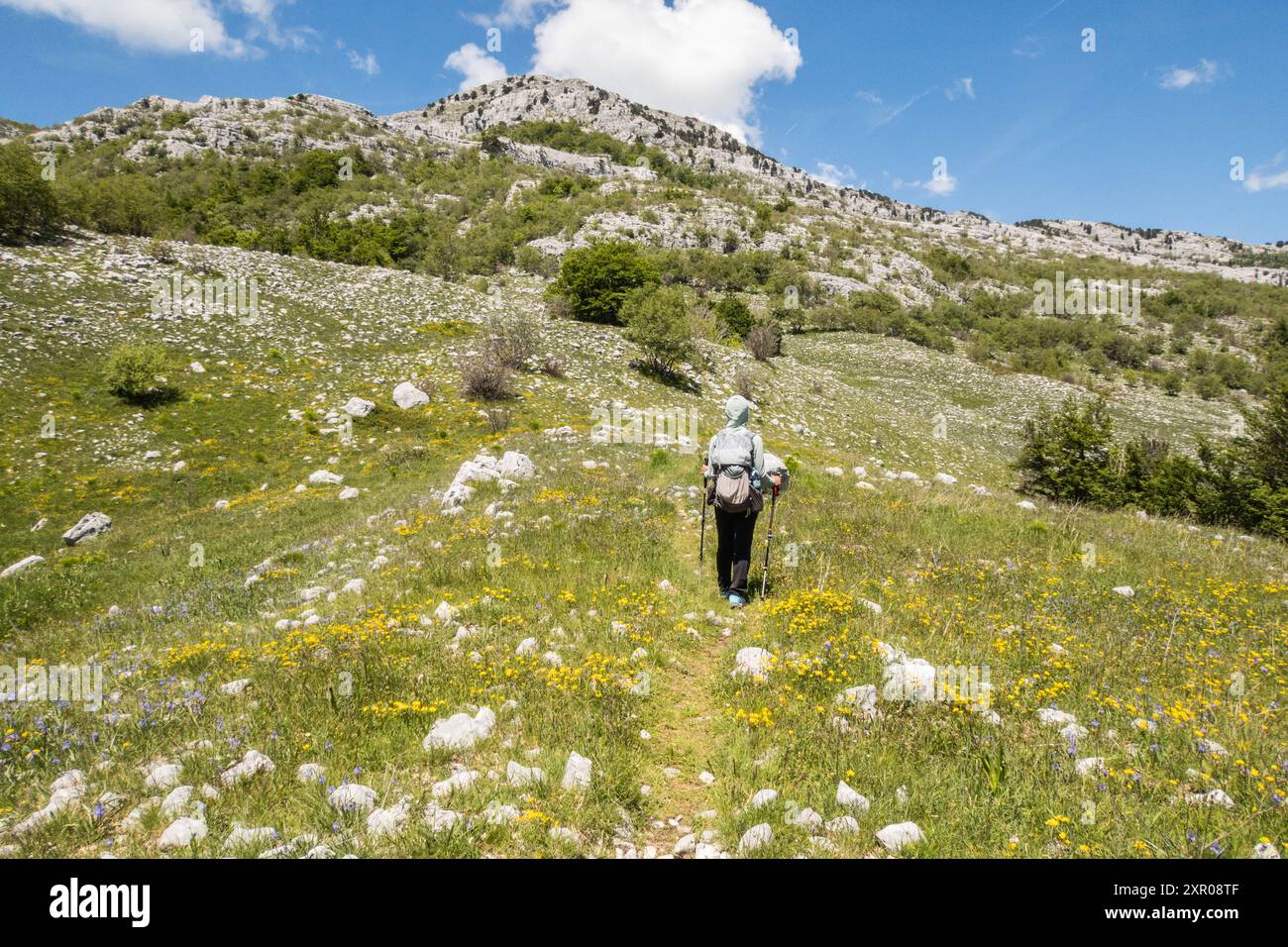 Trekking zum Subra Gipfel, Orjen Mountains, Herceg Novi, Montenegro Stockfoto