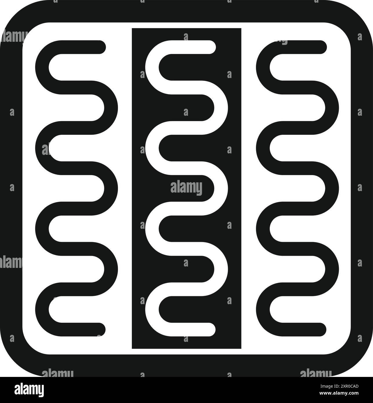 Schwarzes Symbol einer orthopädischen Matratze mit Luftzirkulationstechnologie für einen angenehmen Schlaf Stock Vektor