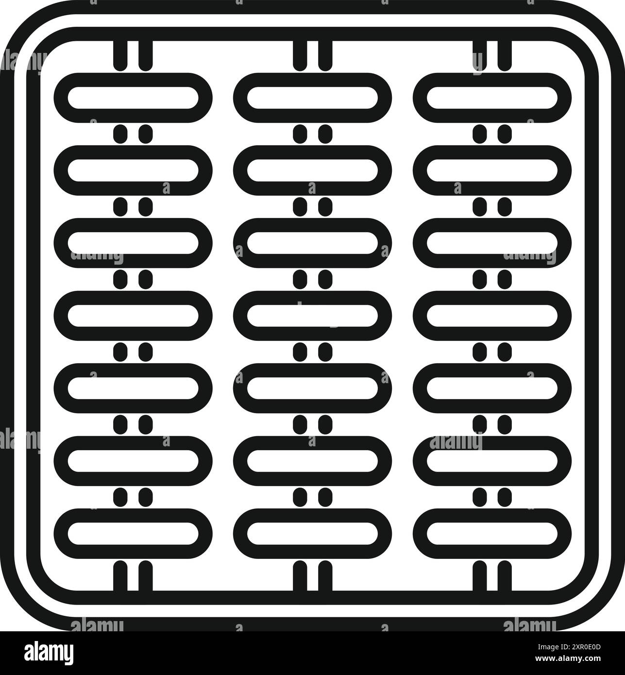 Lineares Symbol eines Kühlergrills des Abflusssystems, das vor Schmutz schützt, der in das Innere fließt Stock Vektor