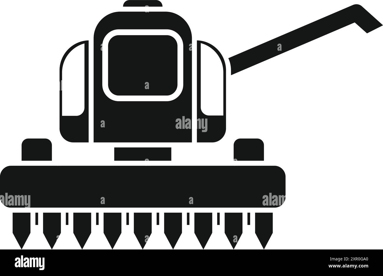 Symbol mit schwarzer Glyphe für Landmaschinen, die Land anbauen und Getreide sammeln Stock Vektor