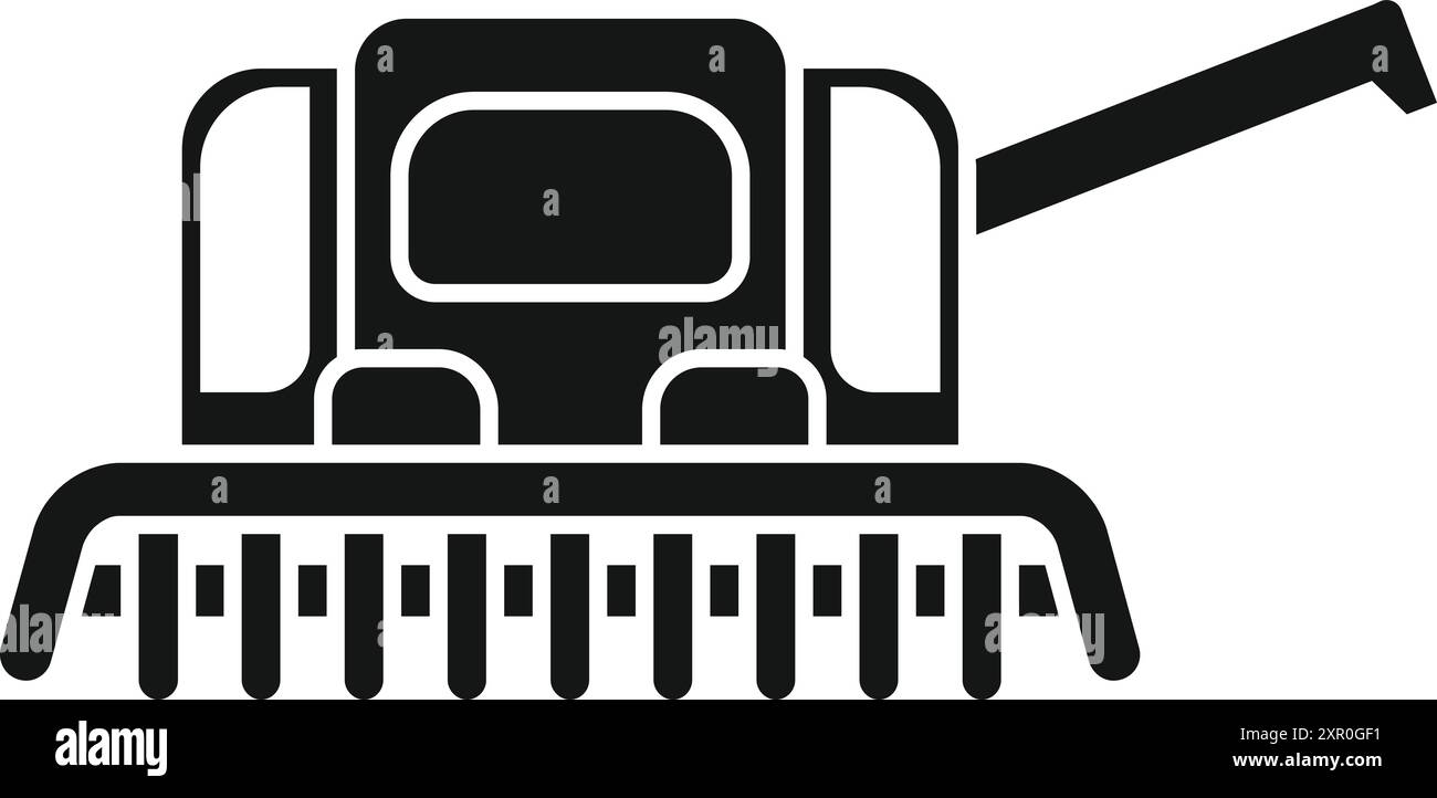Mähdrescher erntet Weizen im Feld Symbol in Glyphe, isoliert auf weißem Hintergrund Stock Vektor