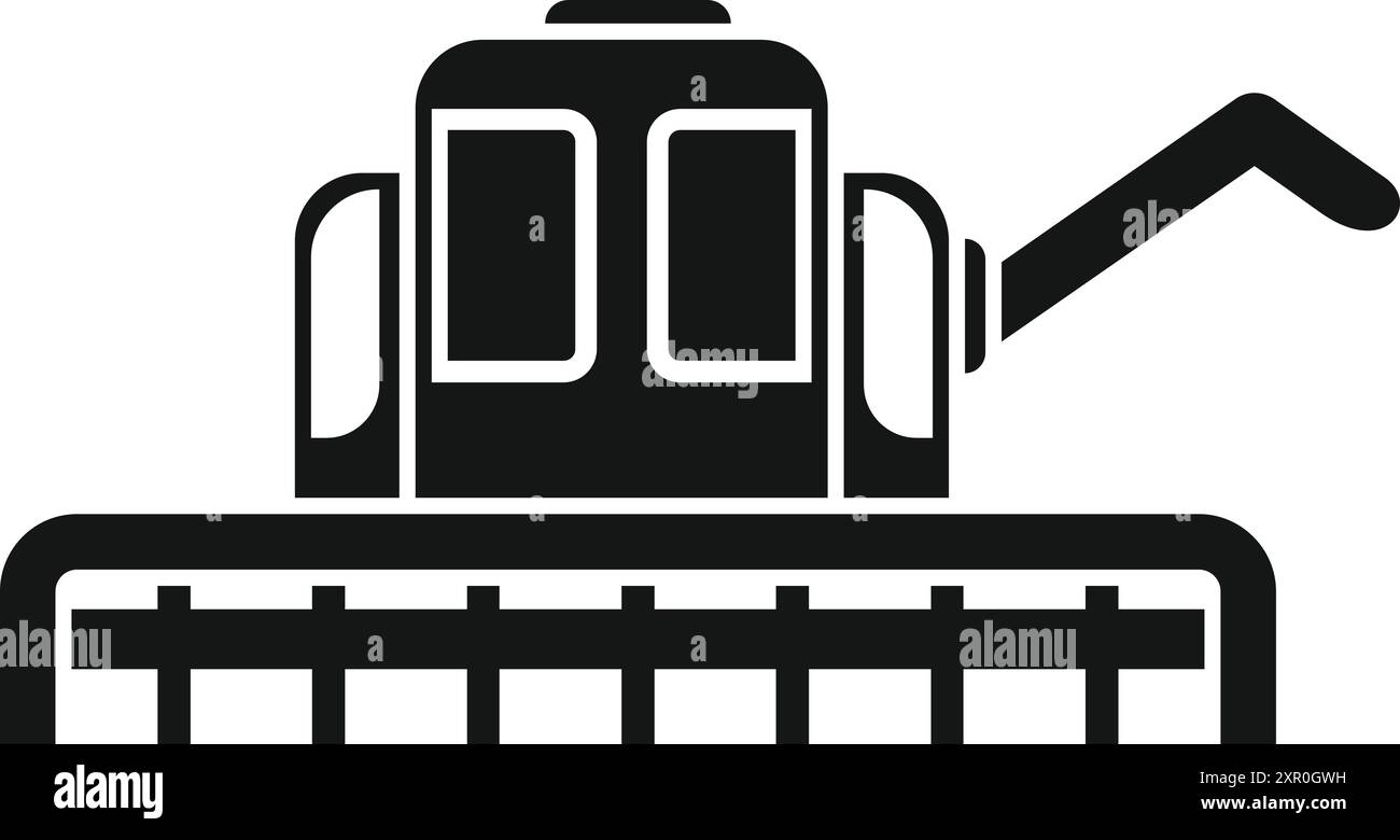 Mähdrescher erntet Weizen im Feld Symbol in Glyphe, isoliert auf weißem Hintergrund Stock Vektor