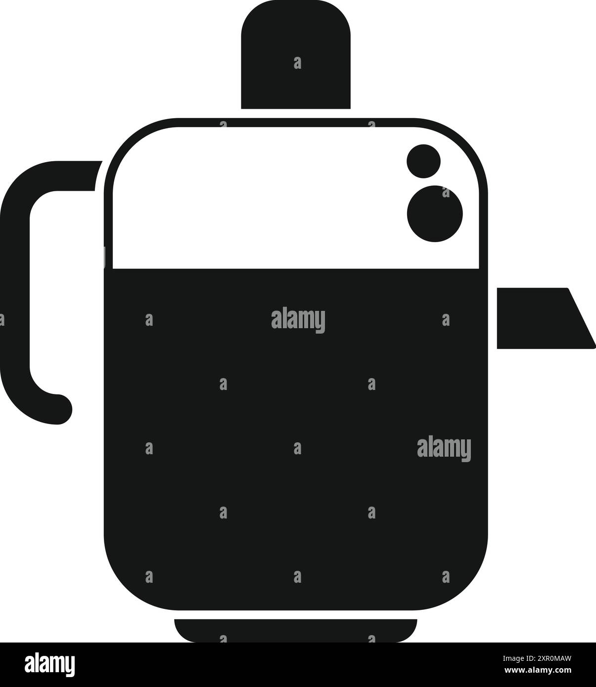 Die schwarze Glyphe des modernen Wasserkochers mit offenem Deckel, das kochendes Wasser im Inneren zeigt, ist ideal für Frühstück und Tee Stock Vektor