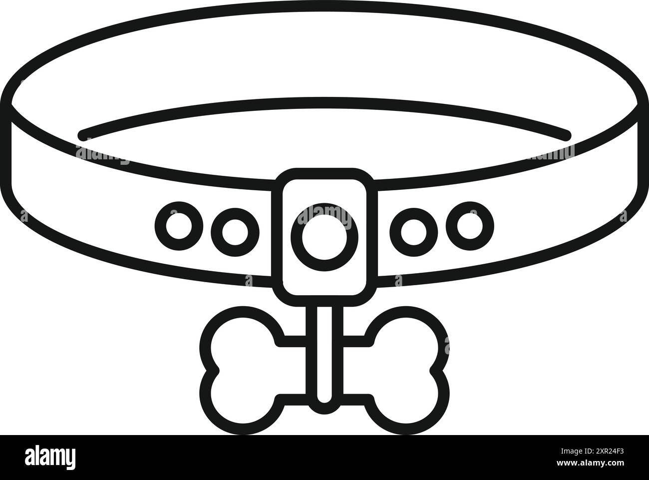 Einfaches Symbol eines Hundehalses mit einem Anhänger aus Knochen, perfekt für Projekte mit Haustieren Stock Vektor