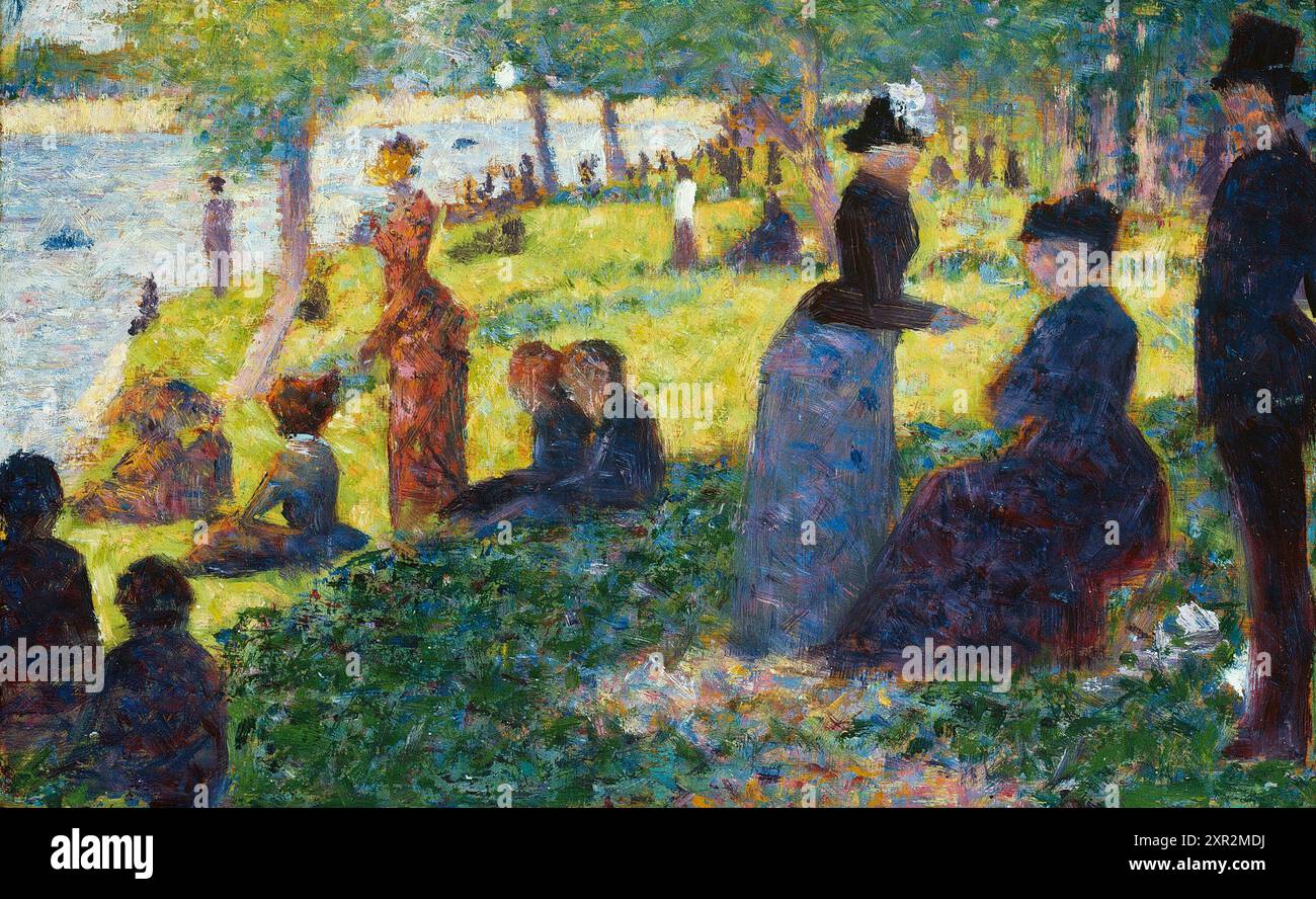 Ölskizze für „Ein Sonntag auf La Grande Jatte — 1884“. Georges Seurat. 1884. Stockfoto