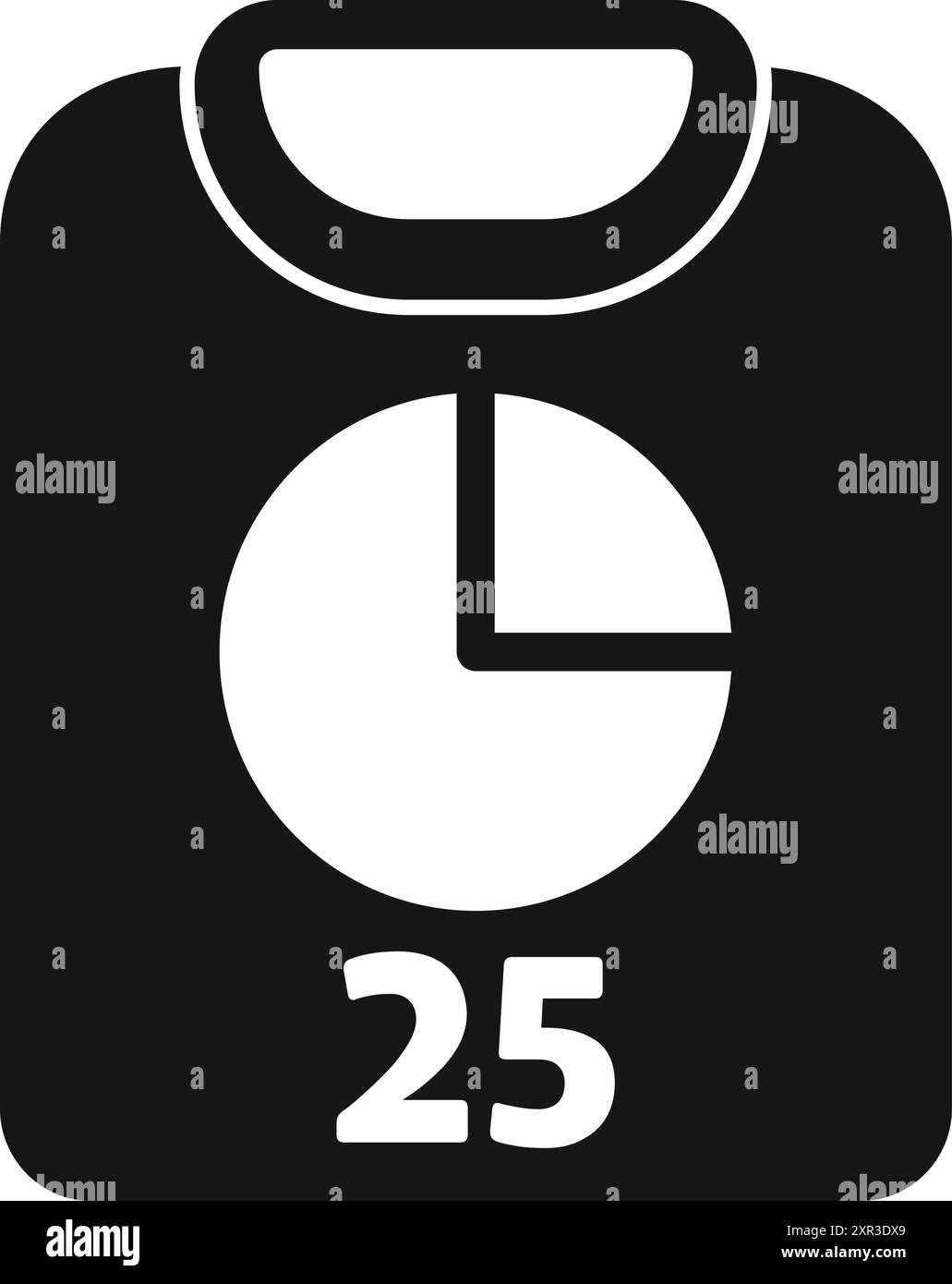 Badwaage-Symbol, das den Fortschritt des Gewichtsverlusts mit einer Tabelle und der Zahl 25 darstellt Stock Vektor