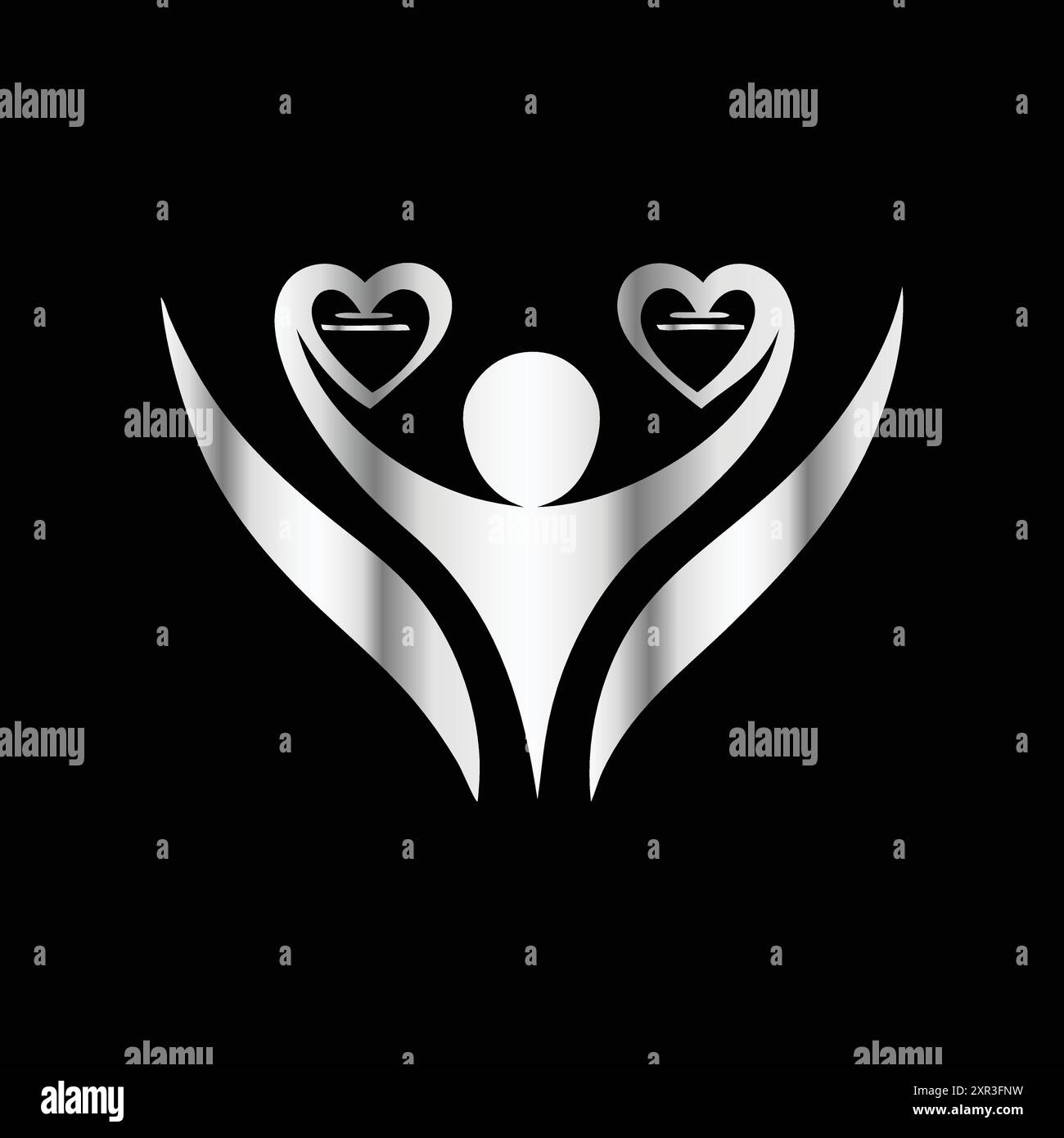 Symbol für Familienpflege. Vektor-Illustration von Menschen mit Herz und Liebe. Stock Vektor