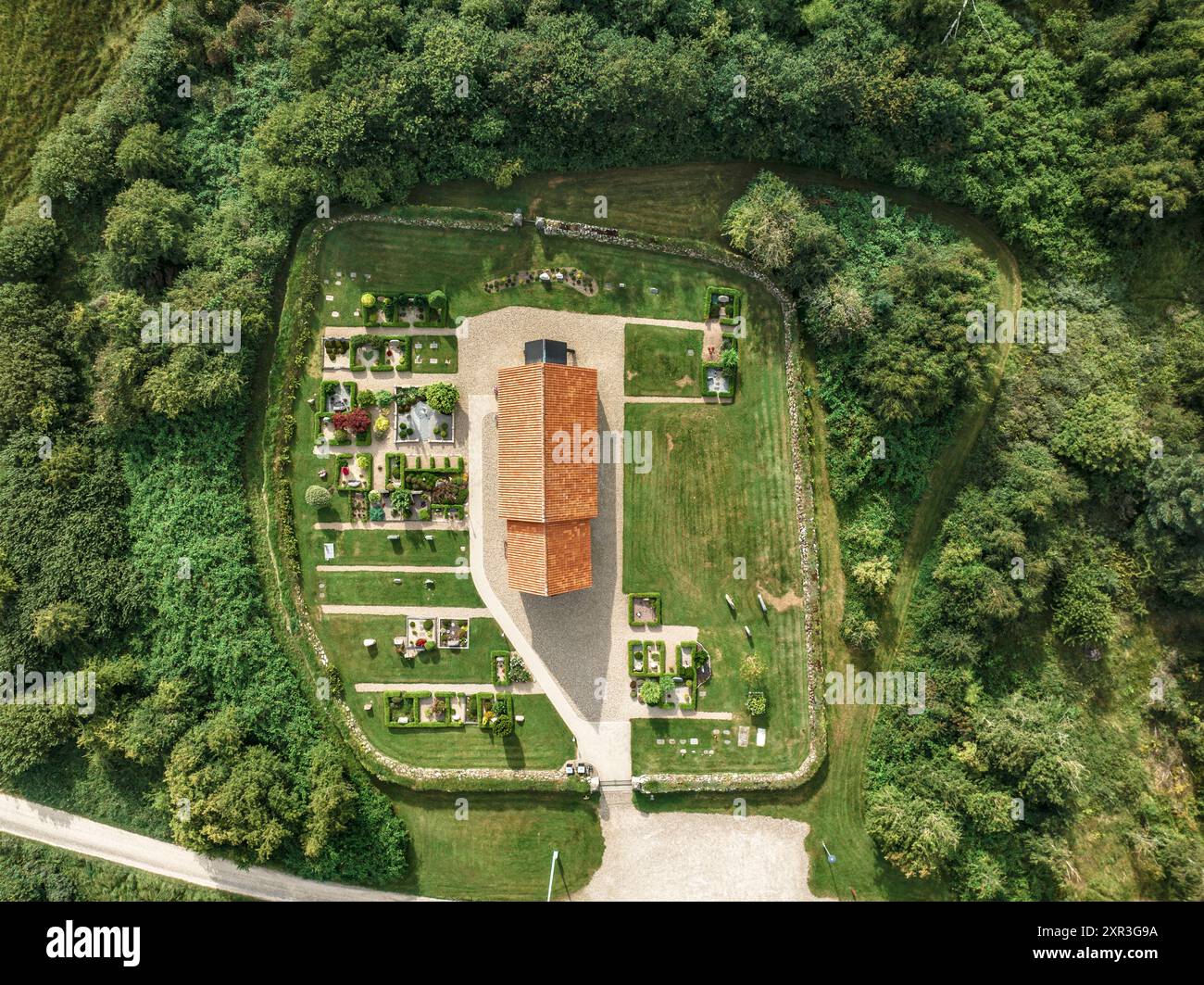 Luftaufnahme von Lodjberg Kirke an der Westküste Dänemarks Stockfoto