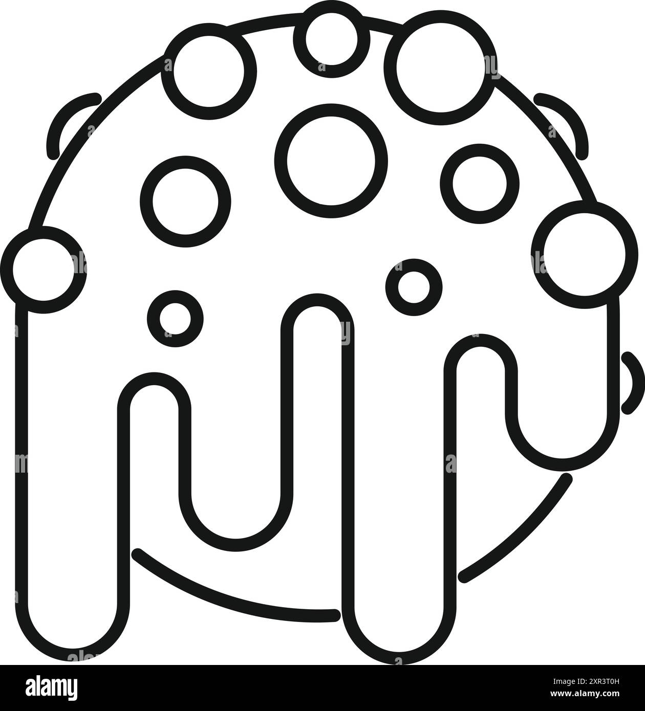 Schwarze Linie für einen runden Donut mit geschmolzener Schokoladenglasur Stock Vektor