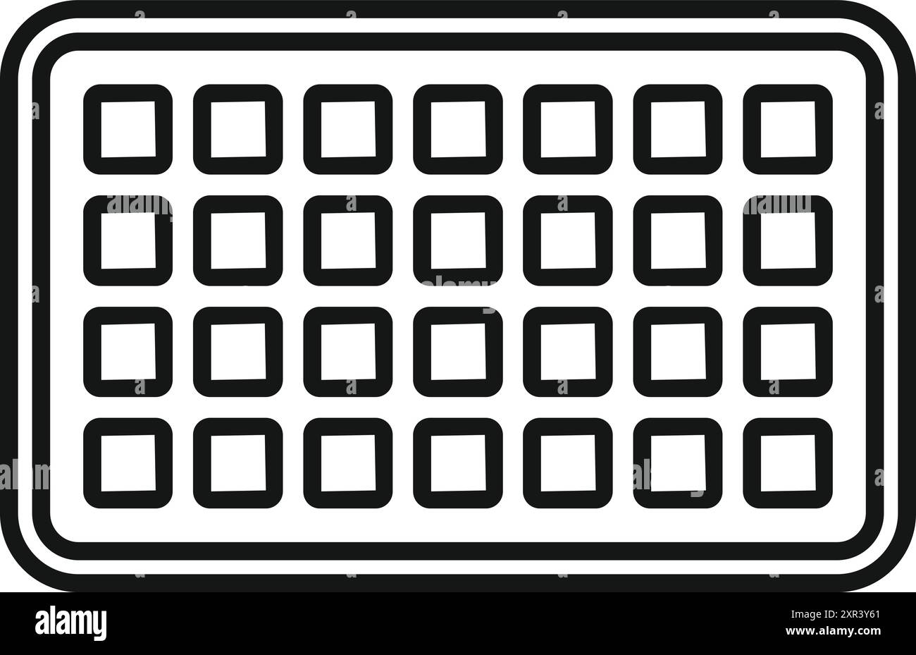 Einfache Linienzeichnung eines leeren Waffeleisens mit quadratischen Zellen, bereit für ein köstliches Frühstück Stock Vektor