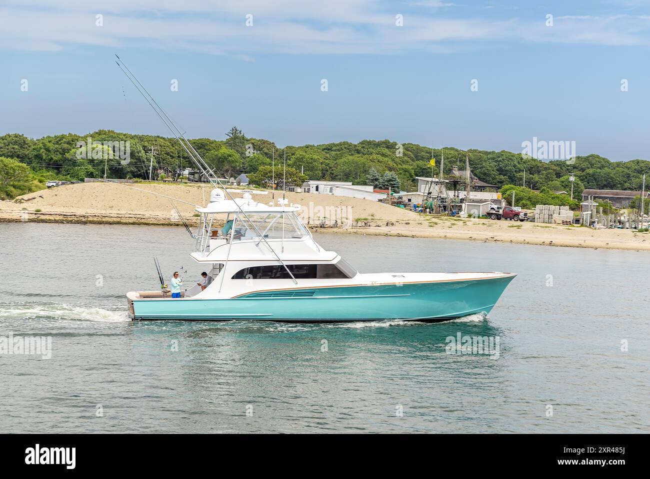 Motoryacht Paysage kommt nach montauk Stockfoto