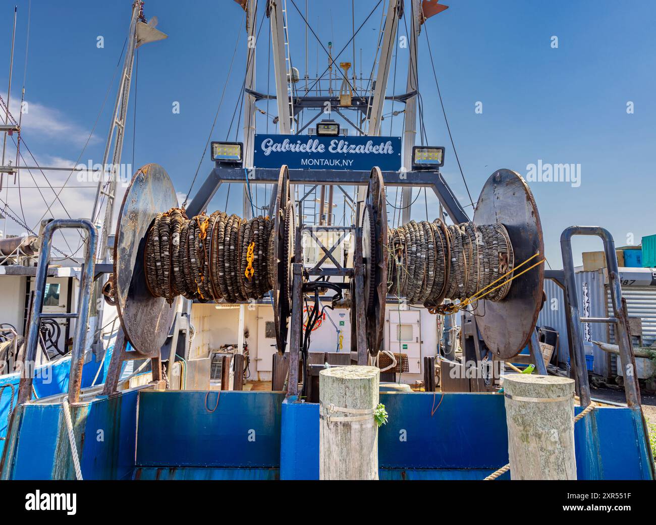 Fischerboot, Gabrielle Elizabeth am Dock von gosman Stockfoto