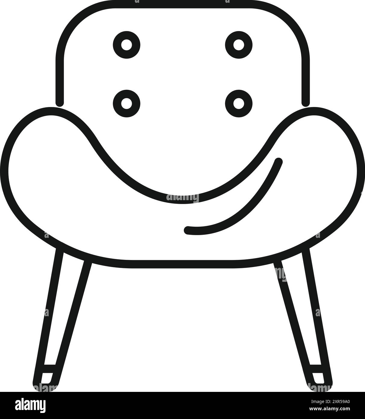 Komfortabler moderner Sessel mit Polsterung auf dünnen Beinen Stock Vektor