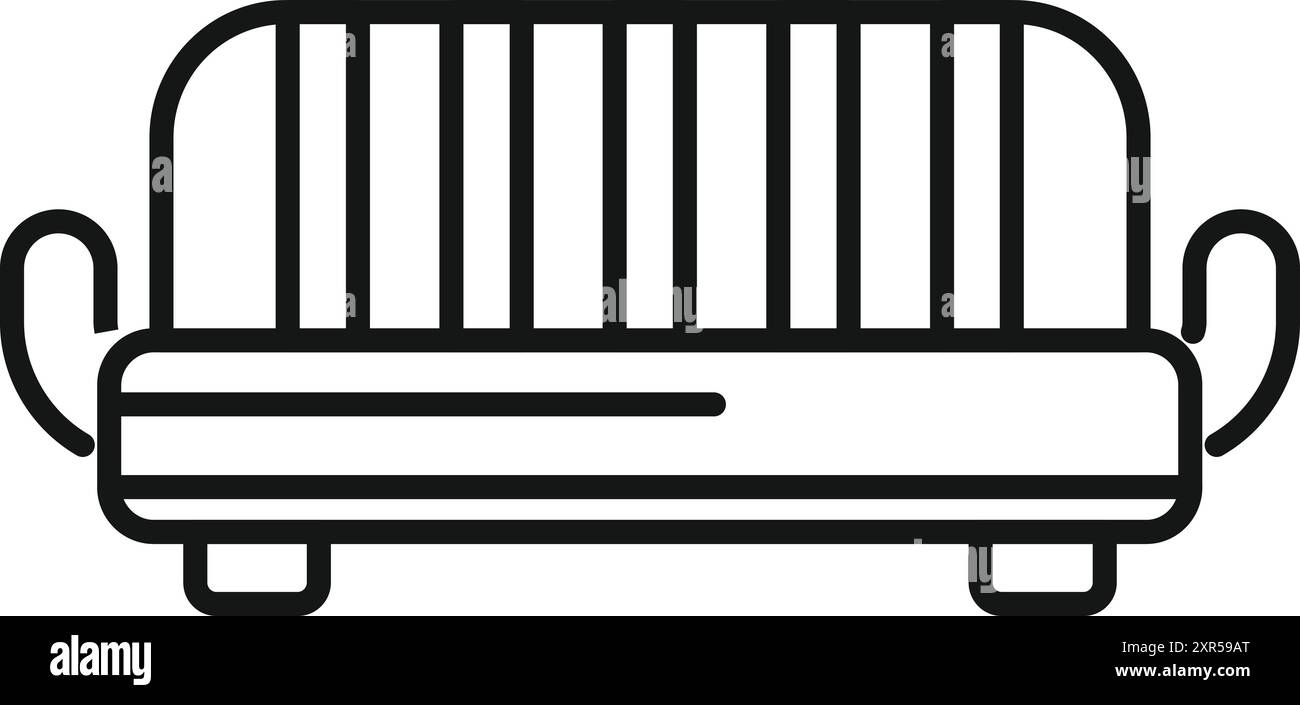 Einfache Konturikone eines modernen Sofas mit Holzbeinen für Innenarchitekturprojekte Stock Vektor