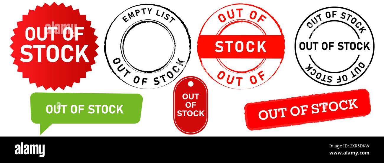 Verkaufsanzeigen für ausverkaufte Artikel nicht verfügbar Design Icon Design Stempelkollektion Stock Vektor