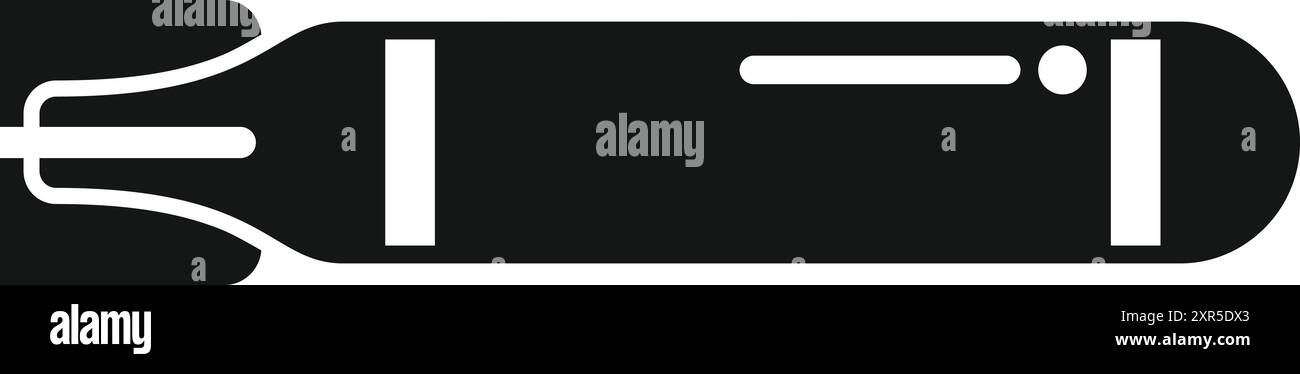 Einfache Ikone eines Torpedos, eine selbstfahrende Unterwasserwaffe, die von U-Booten der Marine in der Seekriegsführung eingesetzt wird Stock Vektor