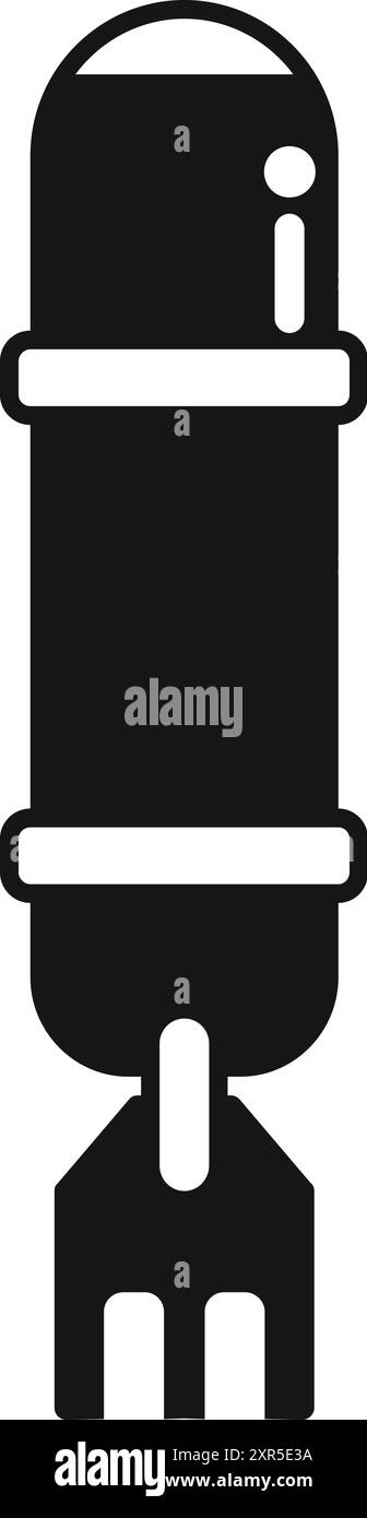 Schwarz-weiß-Illustration eines Unterwasser-Raketenstartsystems, das sich auf den Angriff vorbereitet Stock Vektor