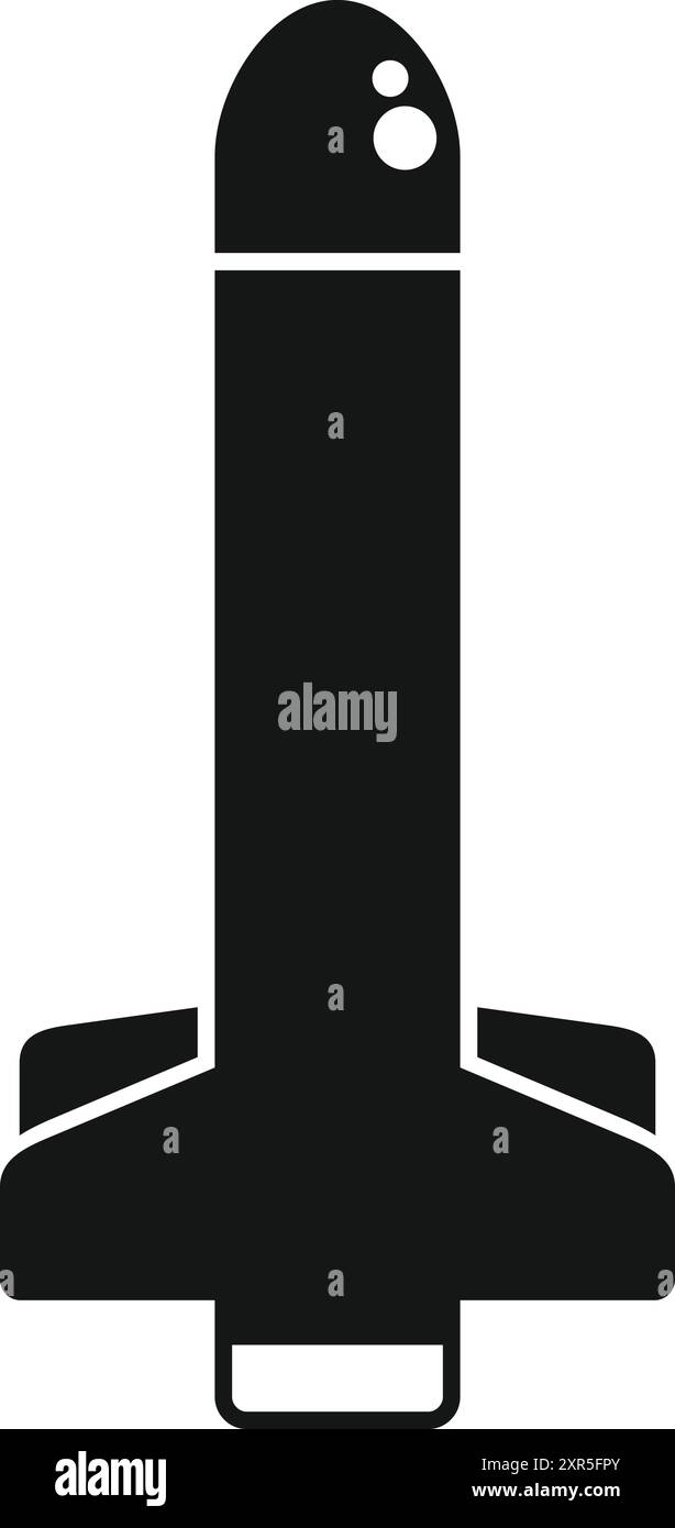 Schwarz-weiß-Symbol einer Weltraumrakete, die ins All startet Stock Vektor