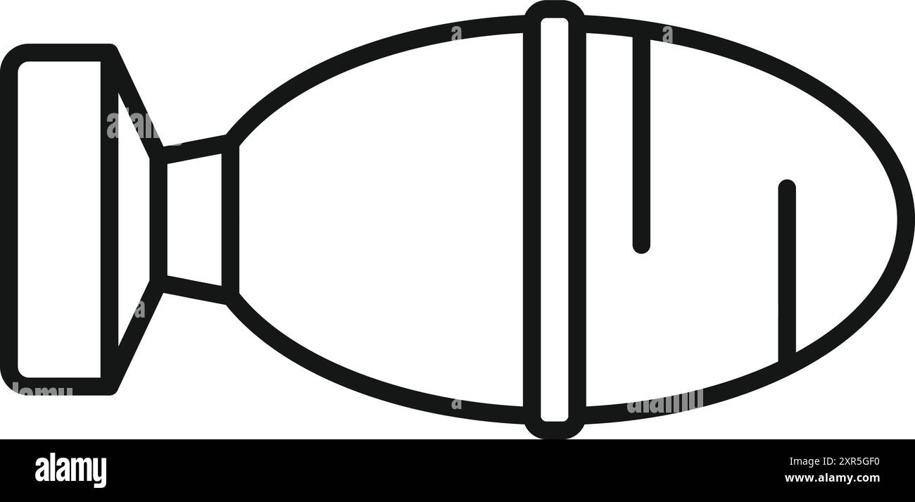 Luftbombensymbol im Umrissstil, das das Konzept von Krieg und Zerstörung veranschaulicht Stock Vektor
