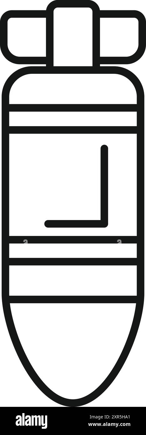 Einfaches Zeilensymbol einer Luftbombe, bereit für den Einsatz in einer Konfliktzone Stock Vektor
