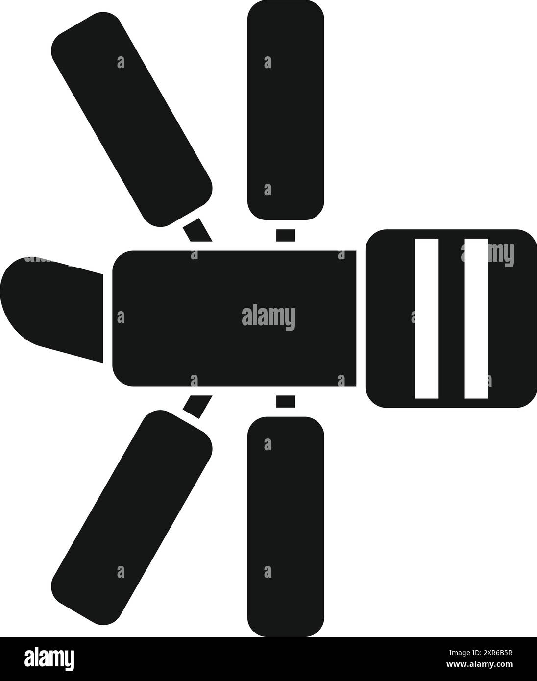 Die Raumstation umkreist die Erde, sendet Signale und sammelt Daten Stock Vektor