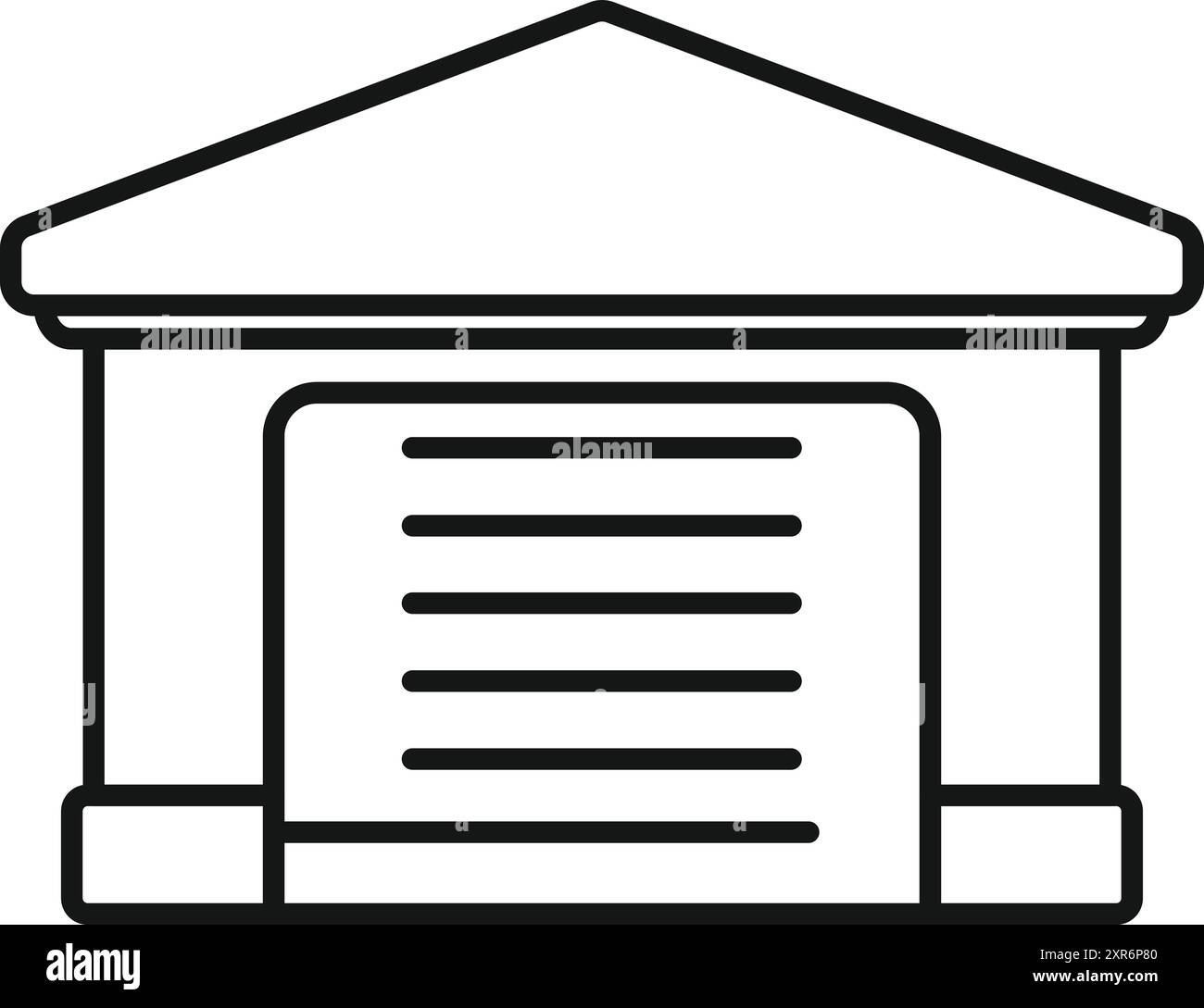 Einfaches, großes, privates Garagengebäude mit geschlossenem Tore Line Icon Konzept Stock Vektor