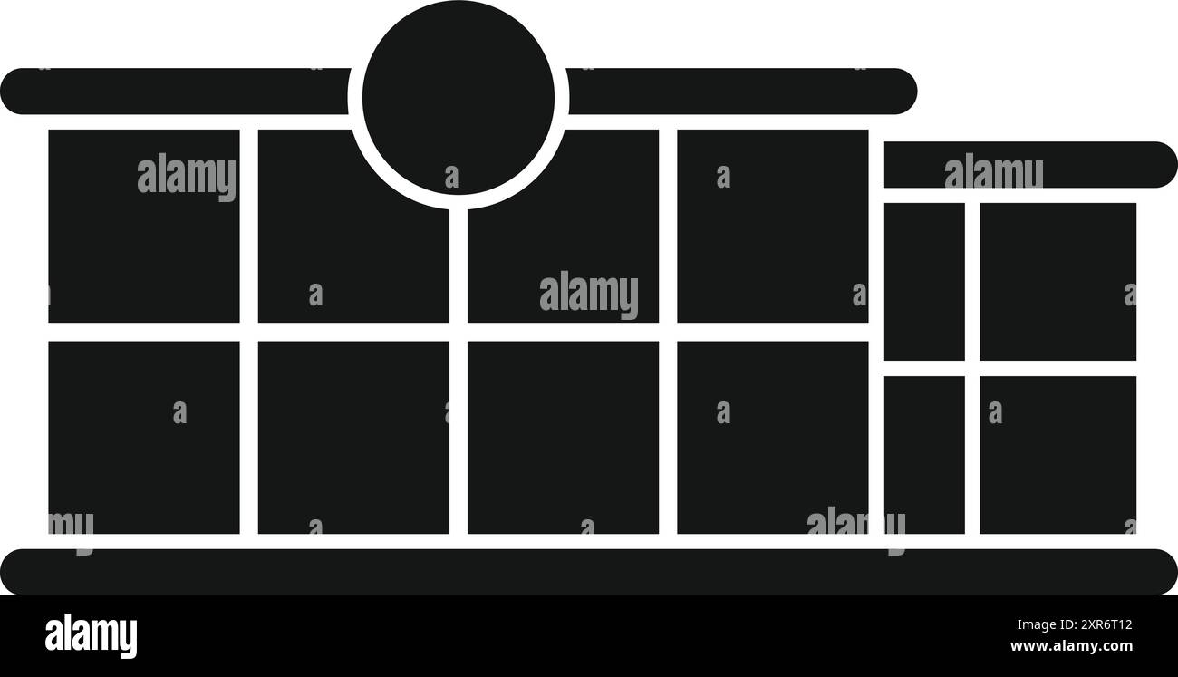 Dieses einfache Schwarzweiß-Symbol könnte nützlich sein, um Shopping, Handel, Stadtleben oder Architektur zu veranschaulichen Stock Vektor