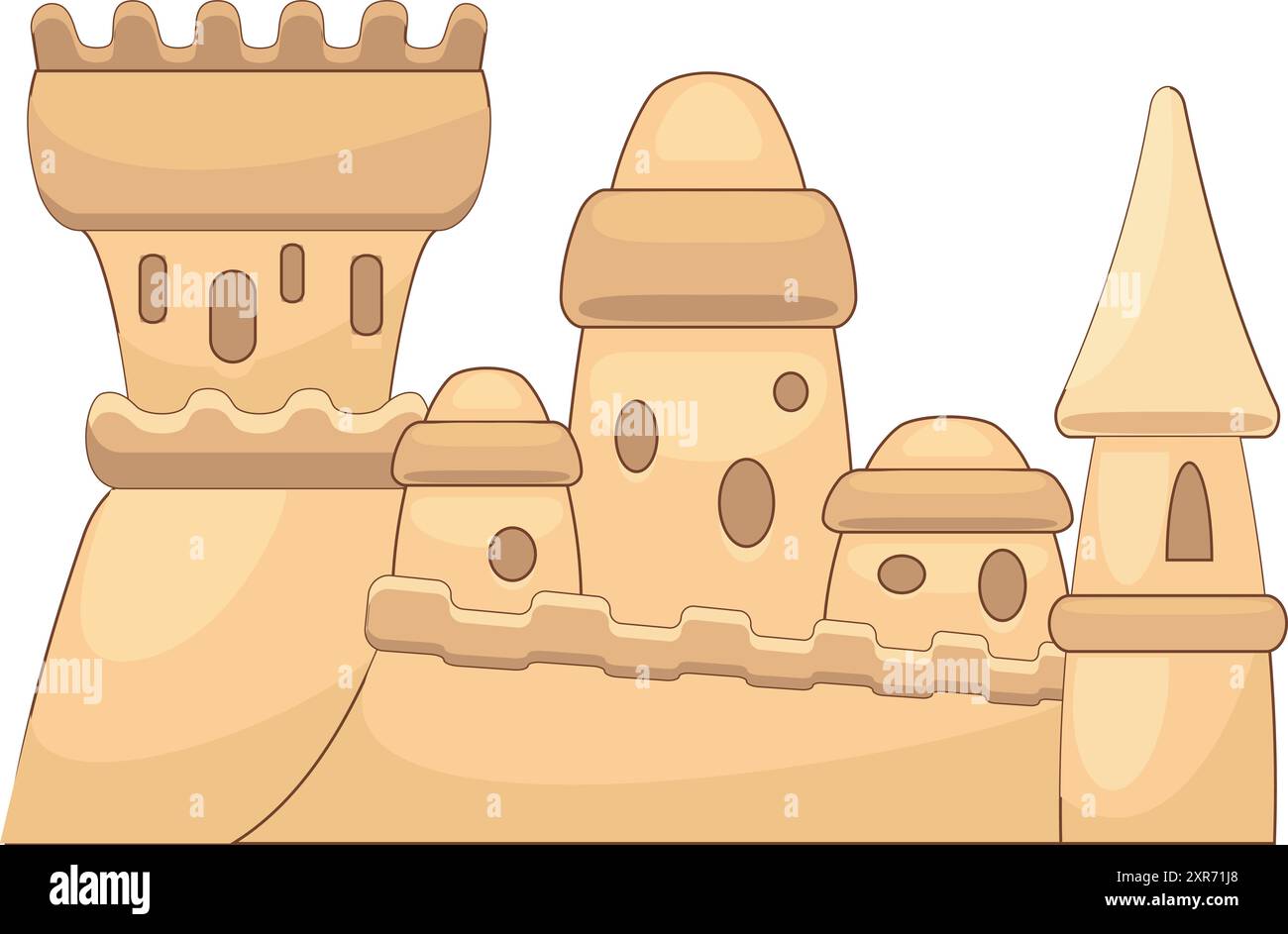 Große Sandburg am Strand, Sommerferienkonzept Stock Vektor
