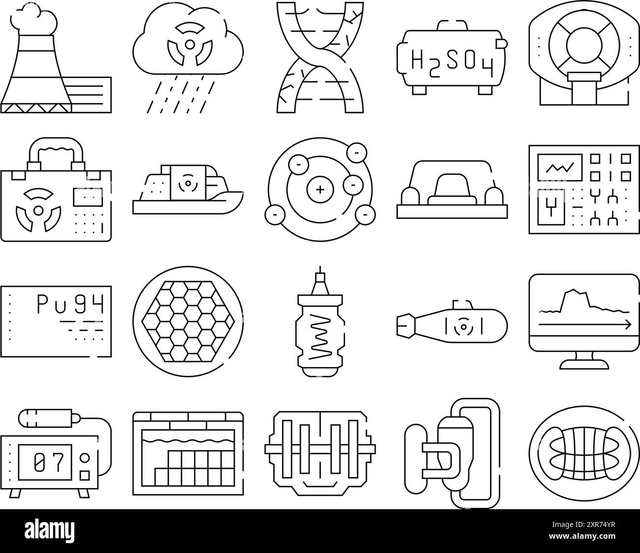 Symbole Für Die Sammlung Nuklearer Energie Vektor Festlegen Stock Vektor