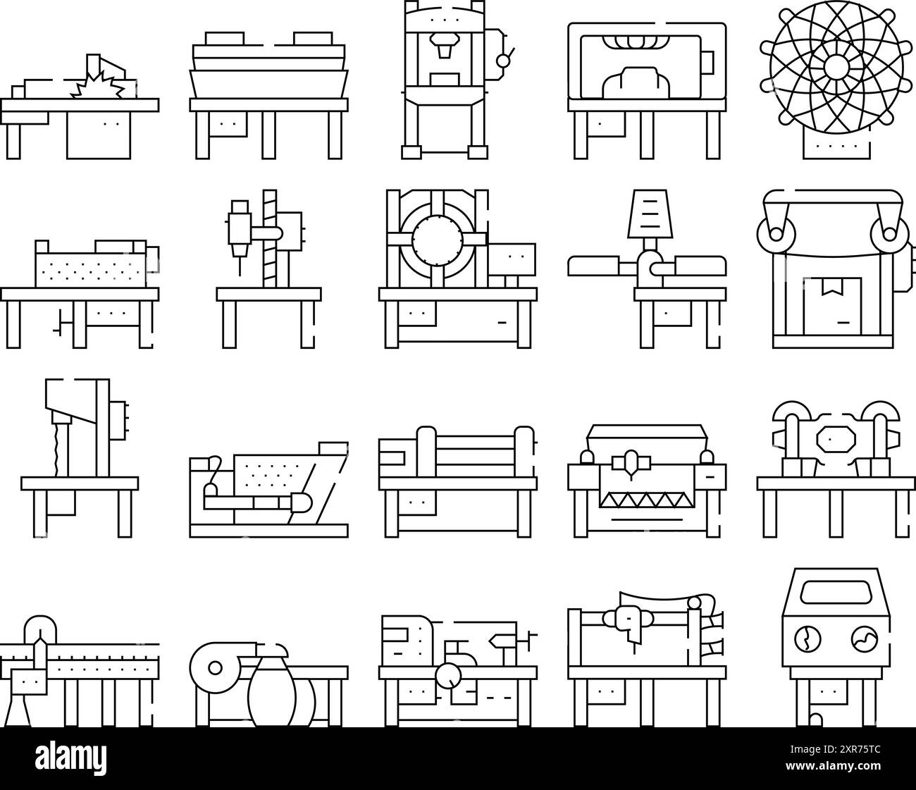 Industrial Machines Collection Icons Set Vektor Flach Stock Vektor