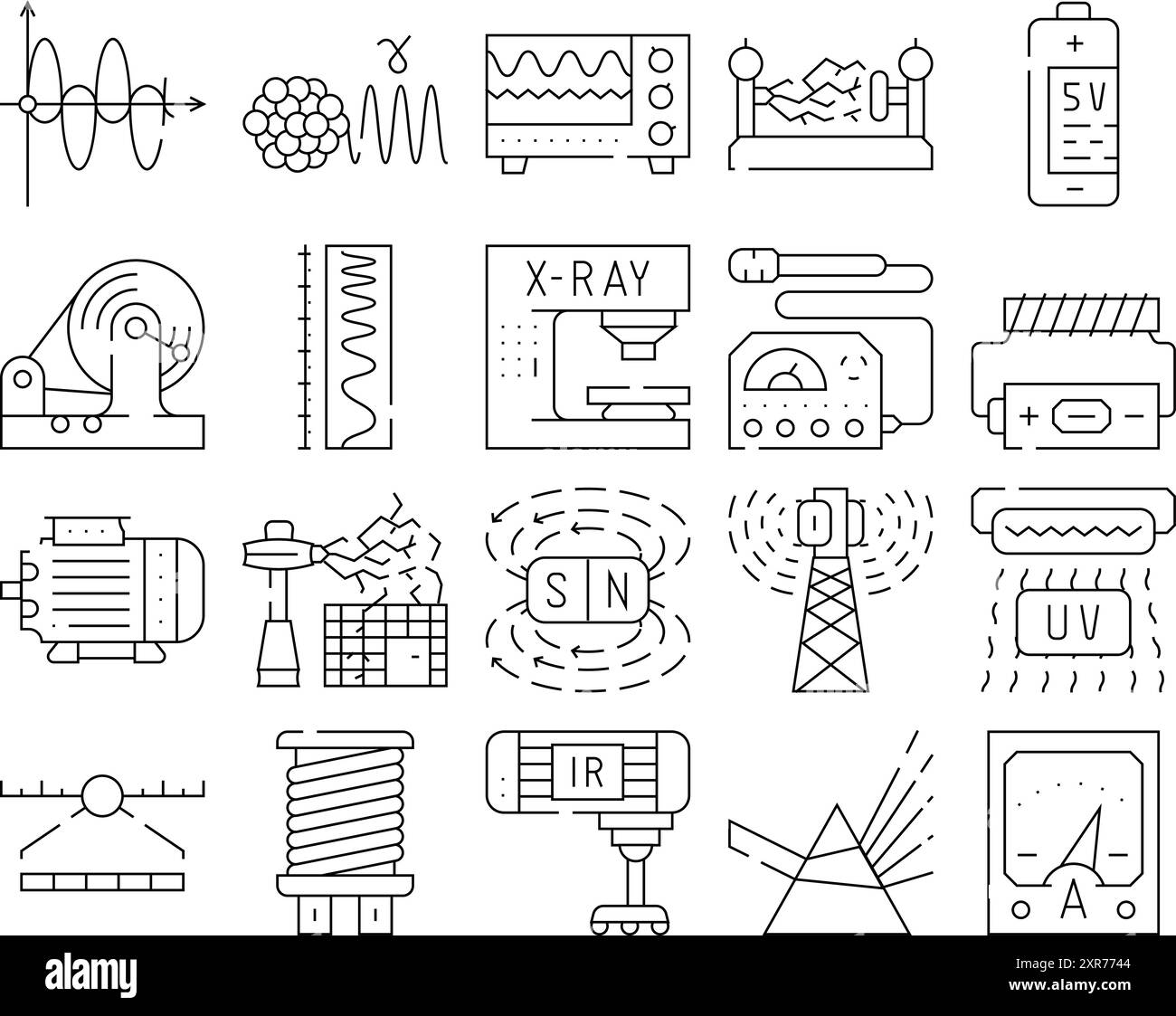 Symbole Für Elektromagnetische Physik Set Vector Stock Vektor