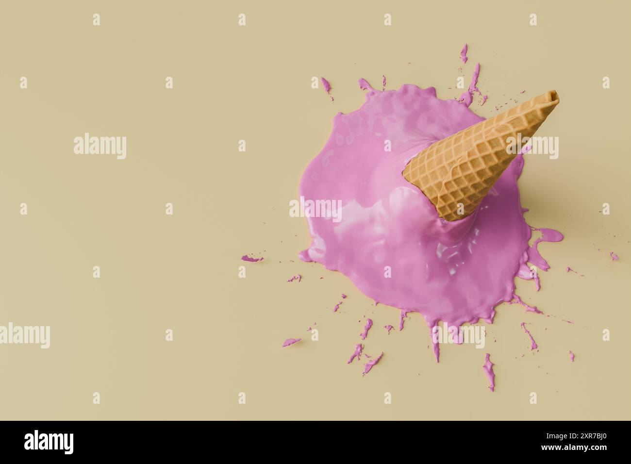 Leuchtend rosafarbene, geschmolzene Eiskegel, die sich dramatisch auf ...