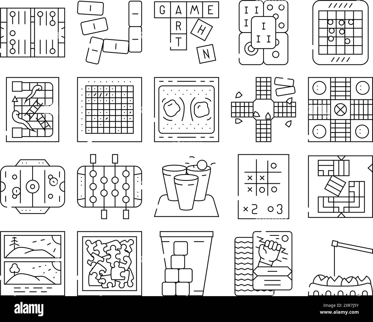 Spielbrett Tisch Spielsymbole Vektor einstellen Stock Vektor