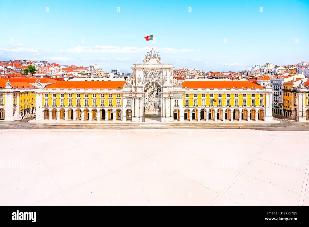 Portugal - Handelsplatz in der Altstadt von Lissabon - europäisches Wahrzeichen Stockfoto