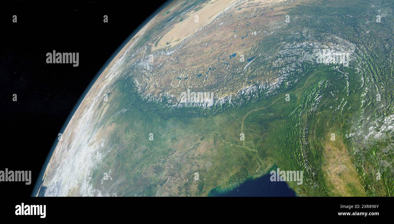 Himalaya-Berge auf dem Erdplaneten. Aerival View (Aerival View) Stockfoto