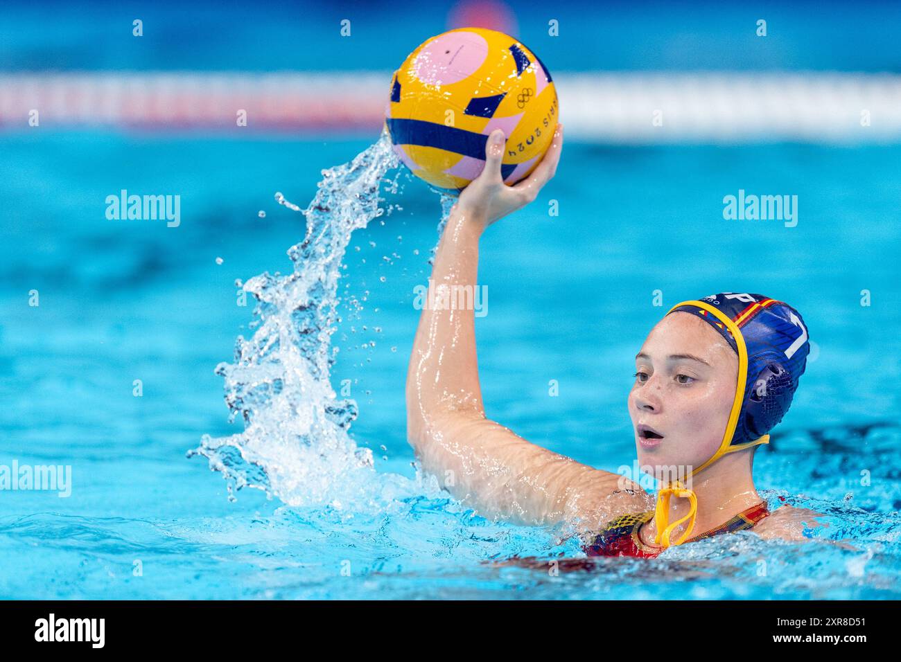 Paris, Frankreich. August 2024. PARIS, FRANKREICH - 8. AUGUST: Elena Ruiz Barril von Spanien während der Olympischen Spiele Paris 2024 Spiel zwischen den Niederlanden und Spanien am 13. Tag in La Defense am 8. August 2024 in Paris, Frankreich. (Foto: Joris Verwijst/BSR Agency) Credit: BSR Agency/Alamy Live News Stockfoto