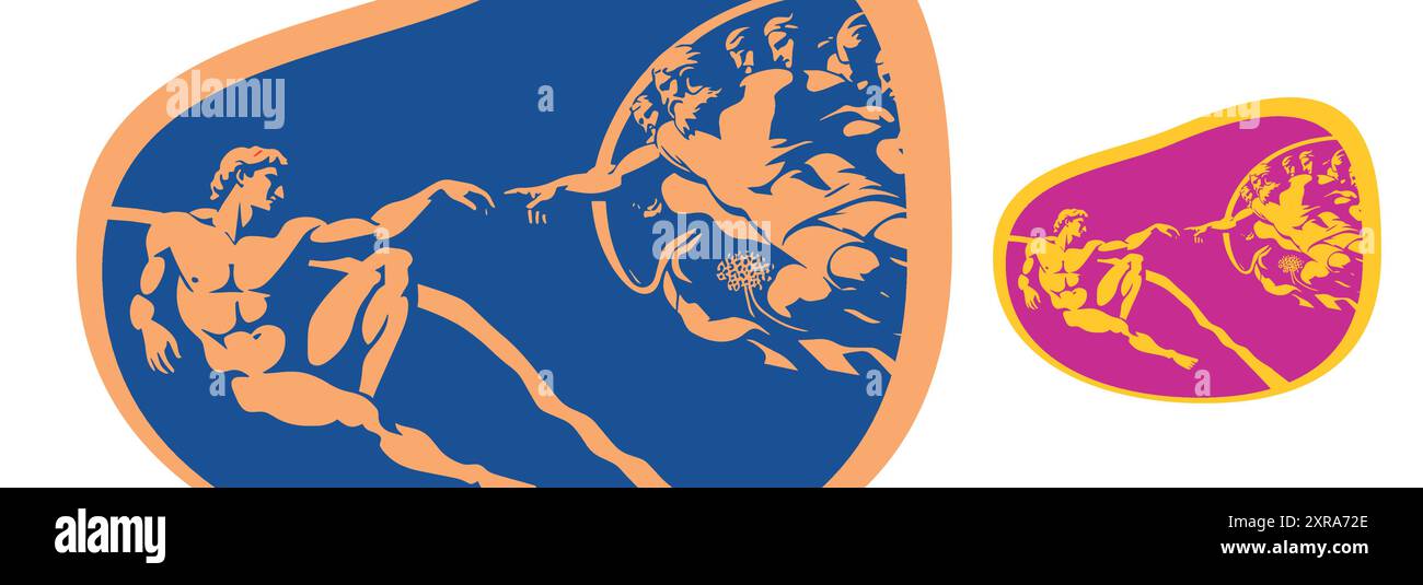 Die Schöpfung von Adam - Pop Art Style Vektor Illustration in zwei Farbvariationen Stock Vektor