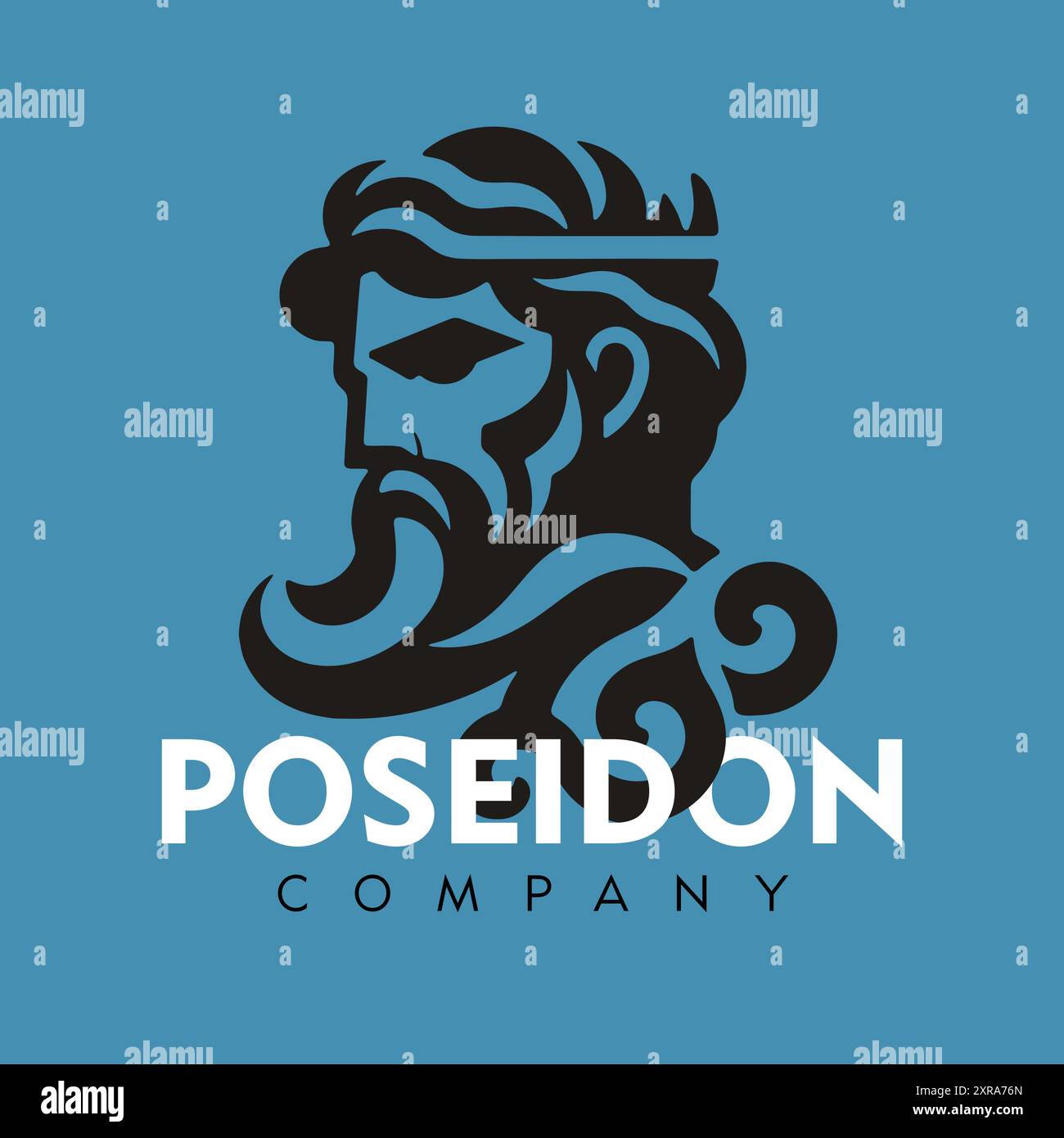 Poseidon Company - Vektor-Illustration Mit Flachem Logo Stock Vektor