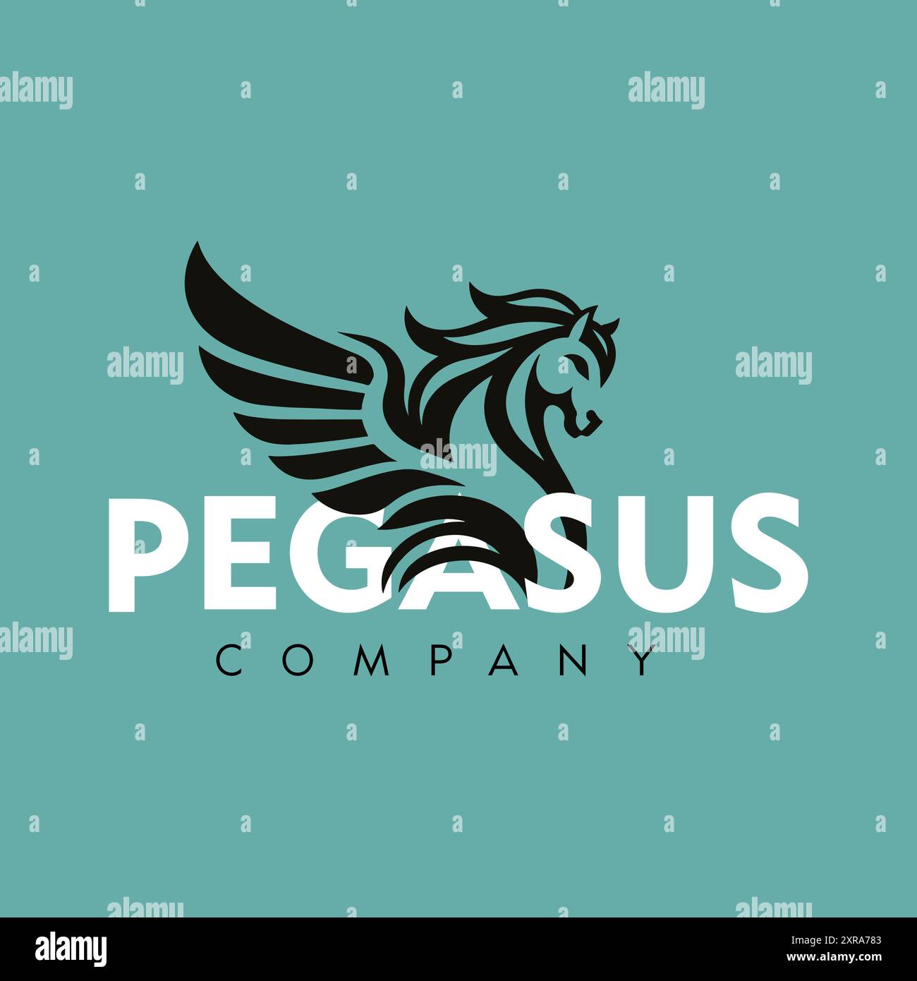 Pegasus Company - Vektor-Illustration Mit Flachem Logo Stock Vektor