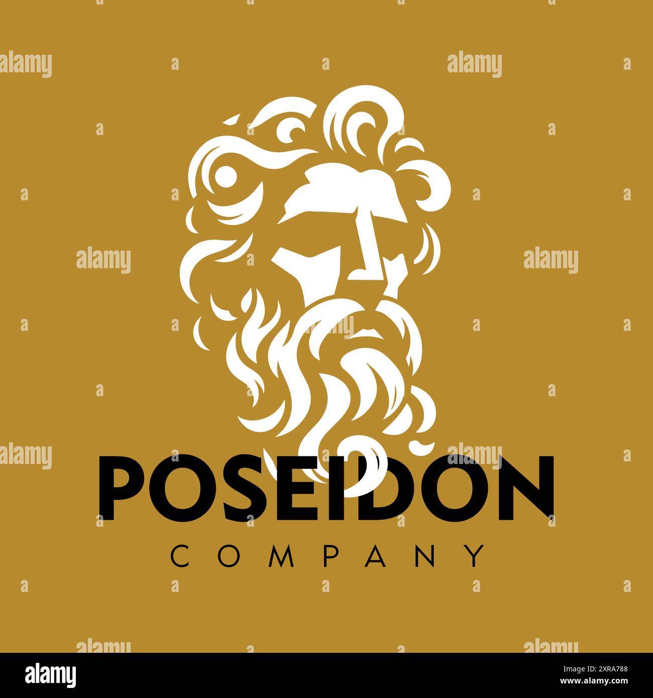 Poseidon Company - Vektor-Illustration Mit Flachem Logo Stock Vektor