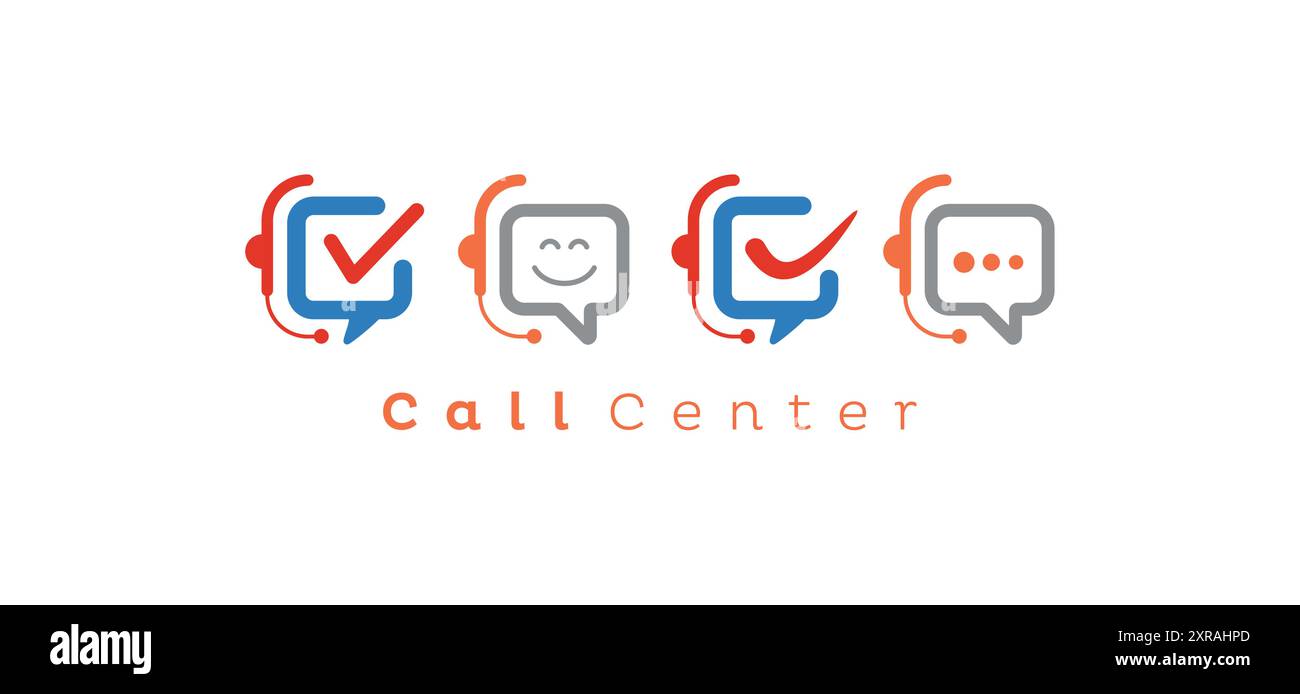 Logoillustration für Personenkontakt, Kundendienst oder Callcenter-Vektor Stock Vektor