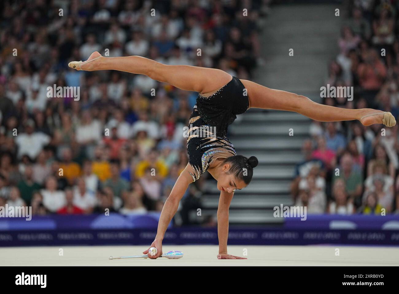 9. August 2024: Sofia Raffaeli (Italien) tritt am 14. Tag der Olympischen Spiele in der La Chapelle Arena in Paris an. Ulrik Pedersen/CSM. Stockfoto