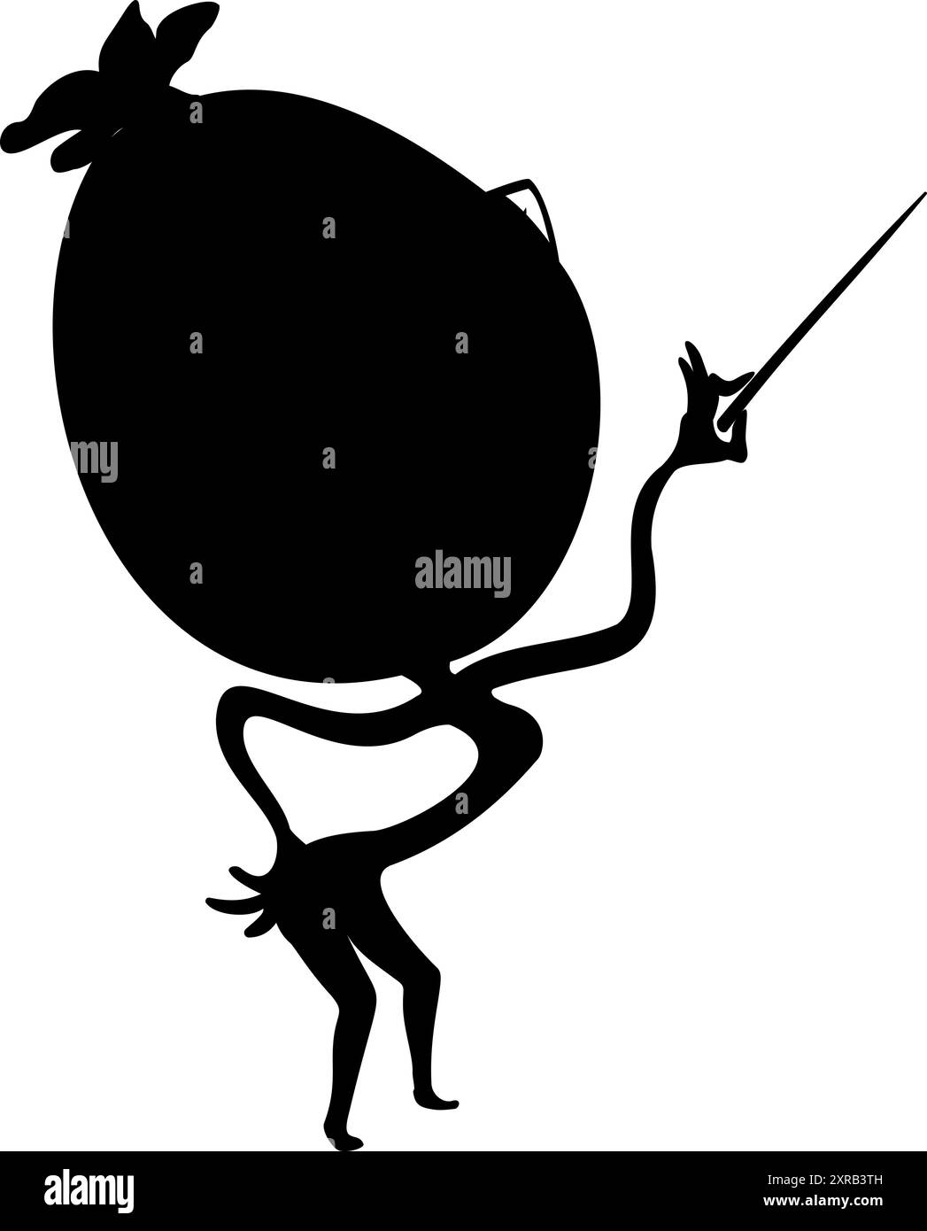 Vektorform einer Zeichentrickwassermelone mit Brille, die den Zeiger in der Hand hält. Stock Vektor