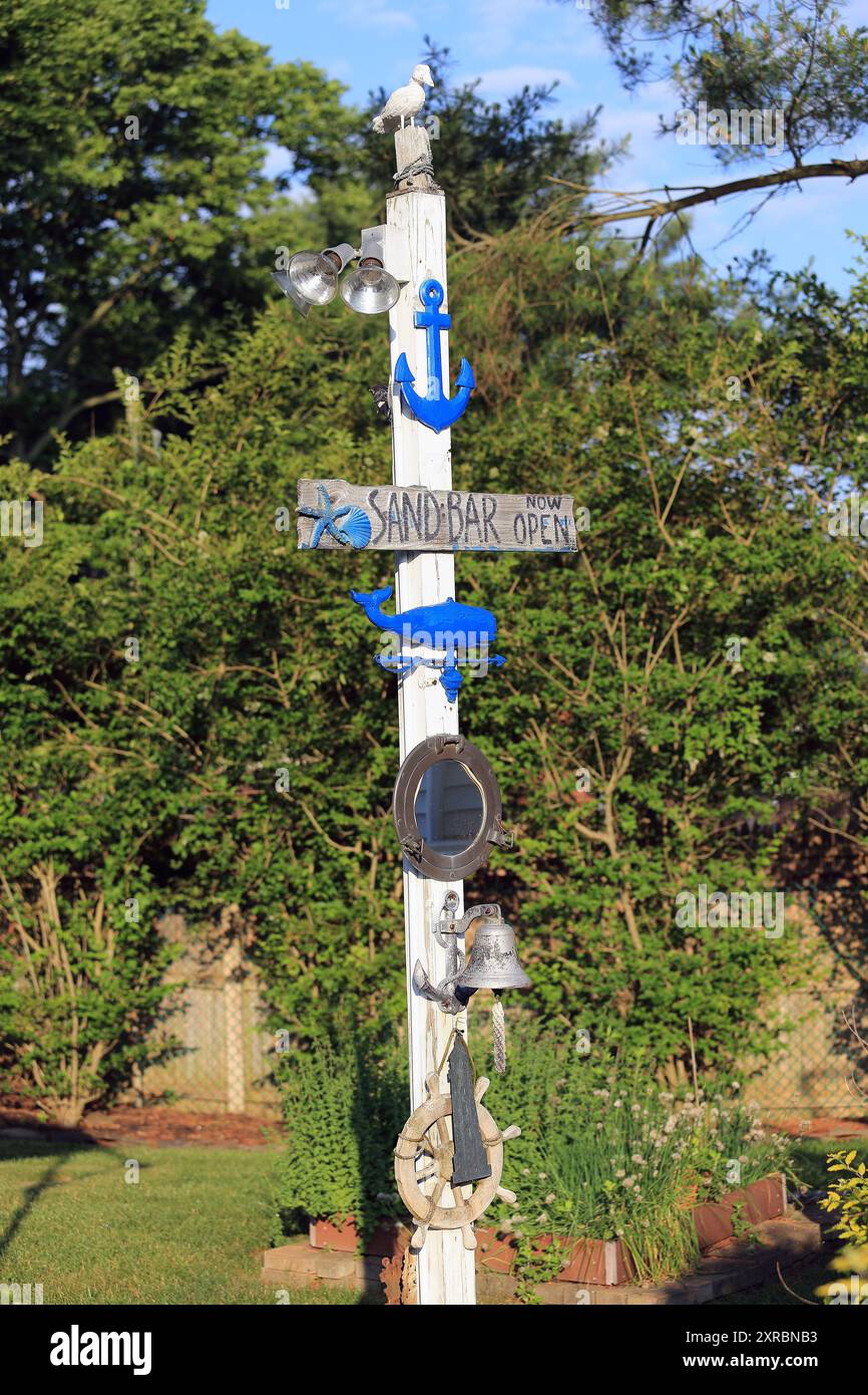Nautische Dekoration im Hinterhof Long Island New York Stockfoto