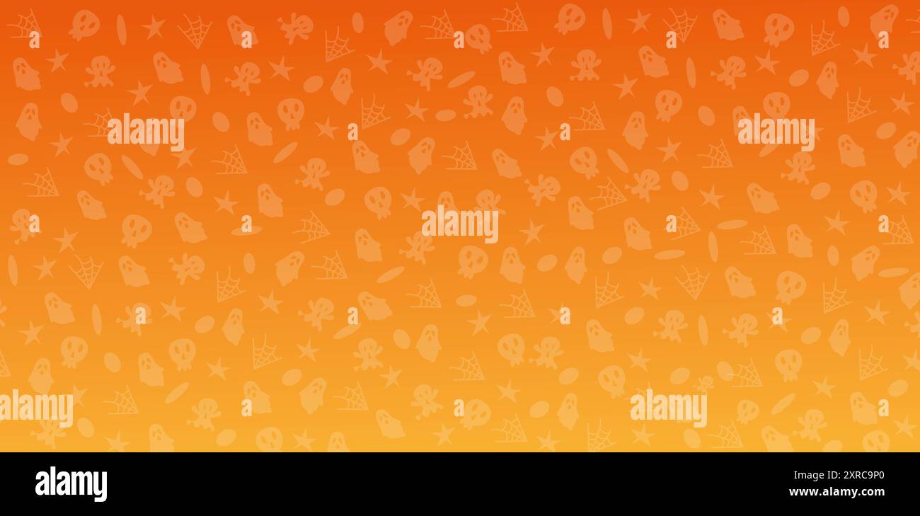 Halloween nahtloser Hintergrund mit Spinnen und Geistern. Ideal für Geschenkpapier, Website-Hintergrundbilder, Textilien und Tapeten. Vektorabbildung Stockfoto